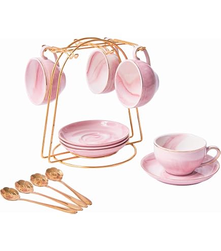 Amazon.com: ZPGXLRZ Ceramic Espresso Cups Set with Saucers and